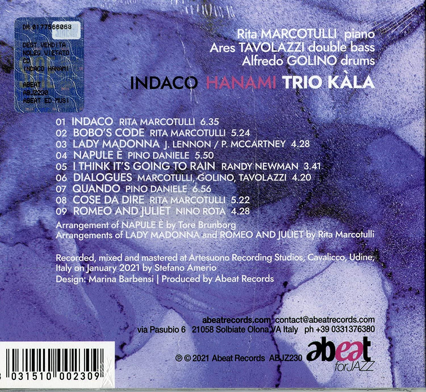 Indaco Hanami - Trio Kàla - CD