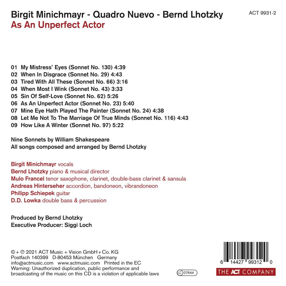 Birgit Minichmayr - As An Unperfect Actor - CD